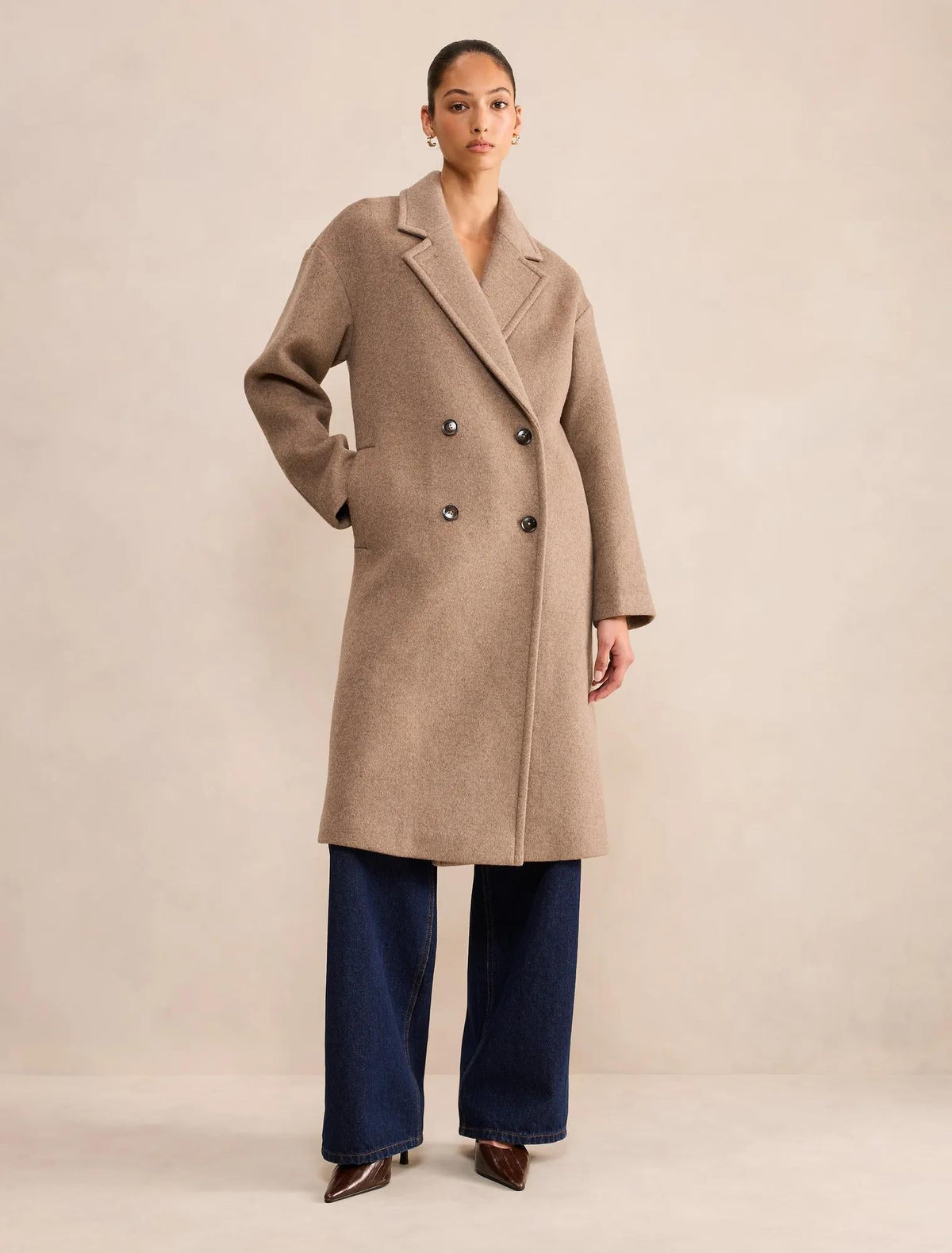 Lila Oversize Slouch Coat Mushroom Neutral