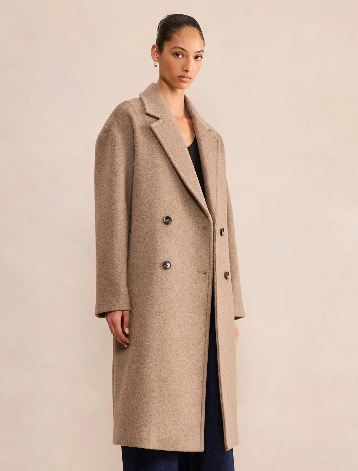 Lila Oversize Slouch Coat Mushroom Neutral