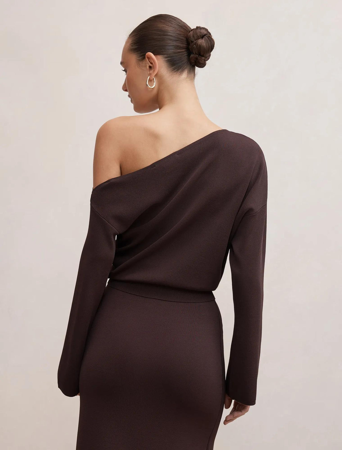 Ayva Asym Knit Top Chocolate Co-ord