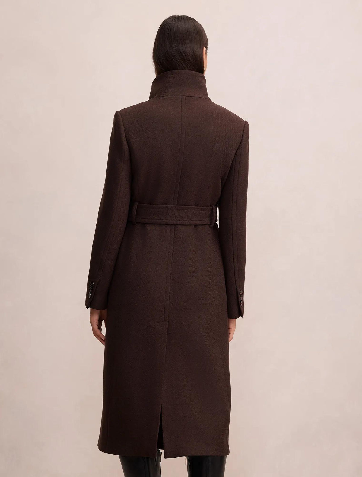 Rue Funnel Neck Coat Chocolate