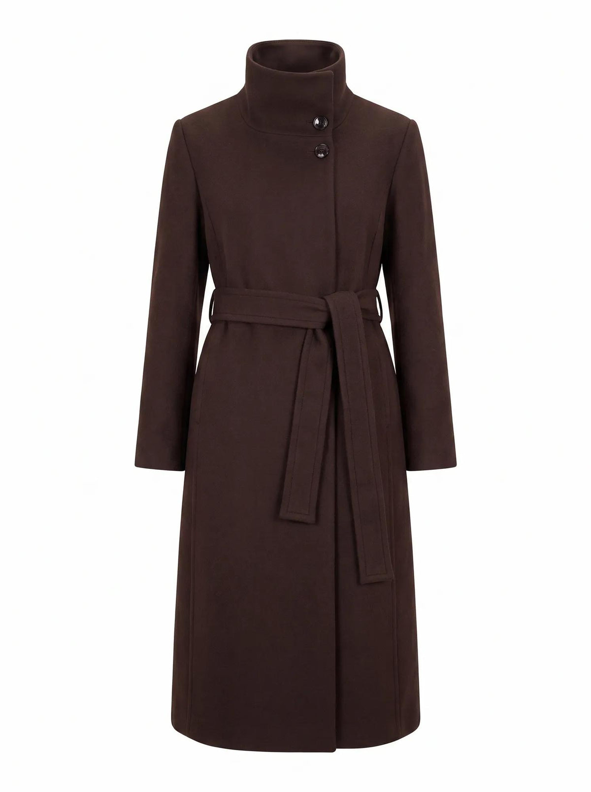 Rue Funnel Neck Coat Chocolate_mannequin