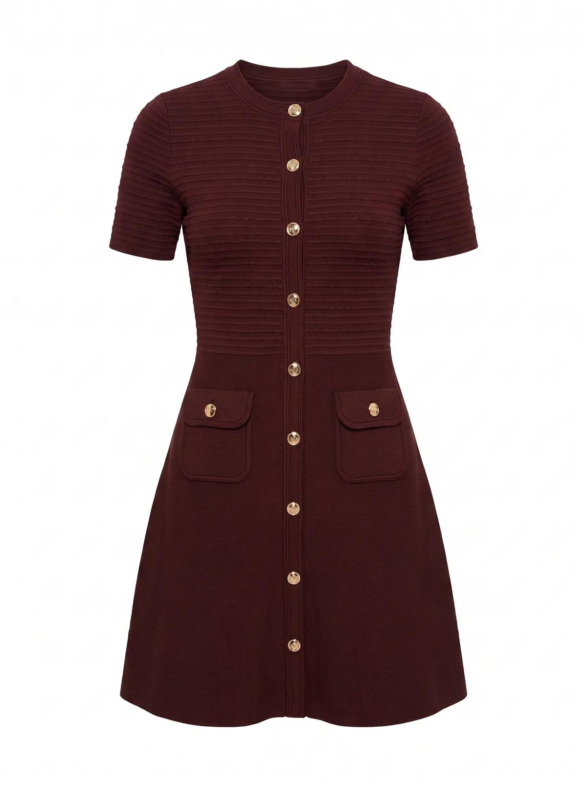 Anika Stitch Interest Knit Mini Dress Berry Red_mannequin