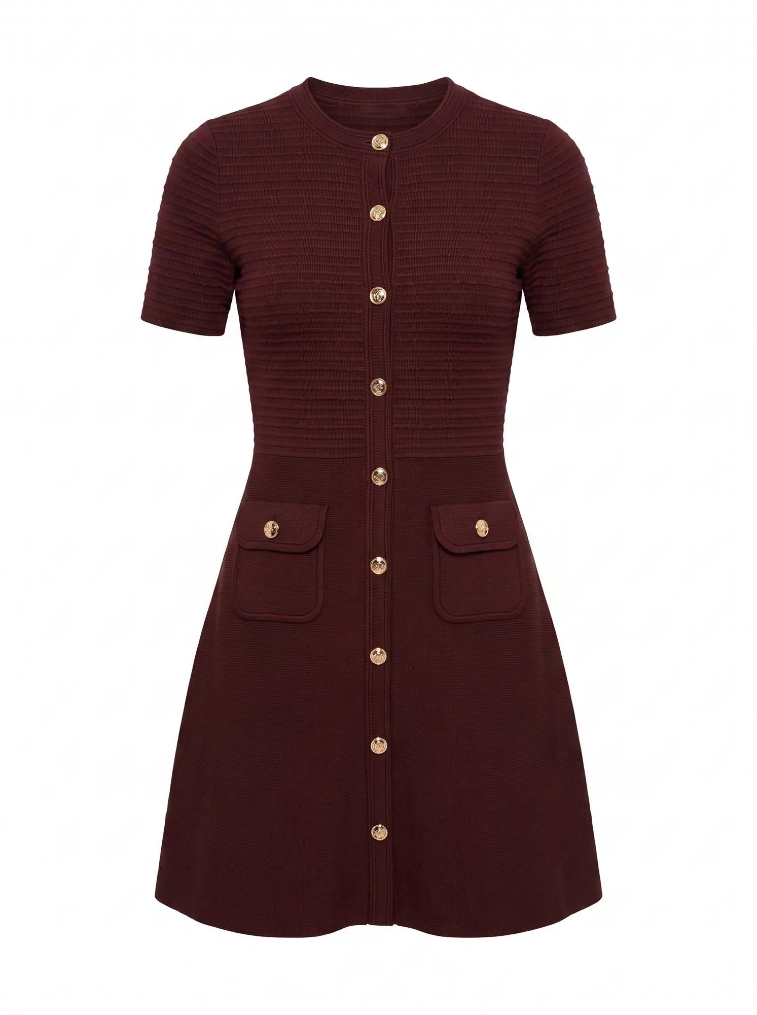 Anika Stitch Interest Knit Mini Dress Berry Red_mannequin