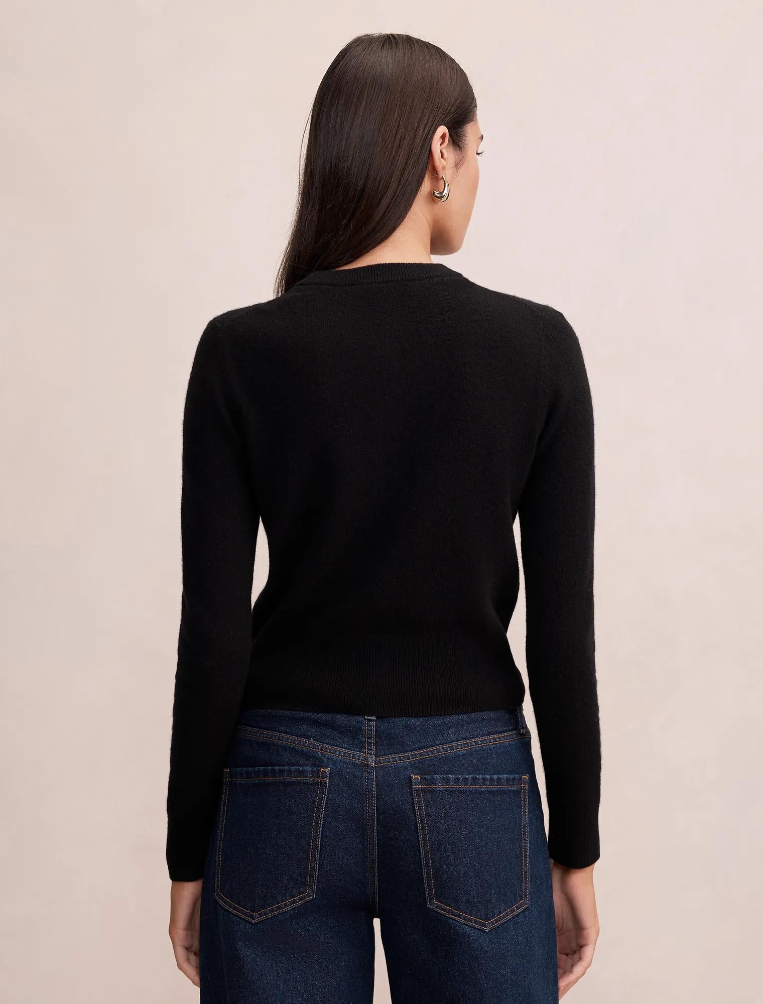 Haisley Merino Blend Knit Cardigan Black