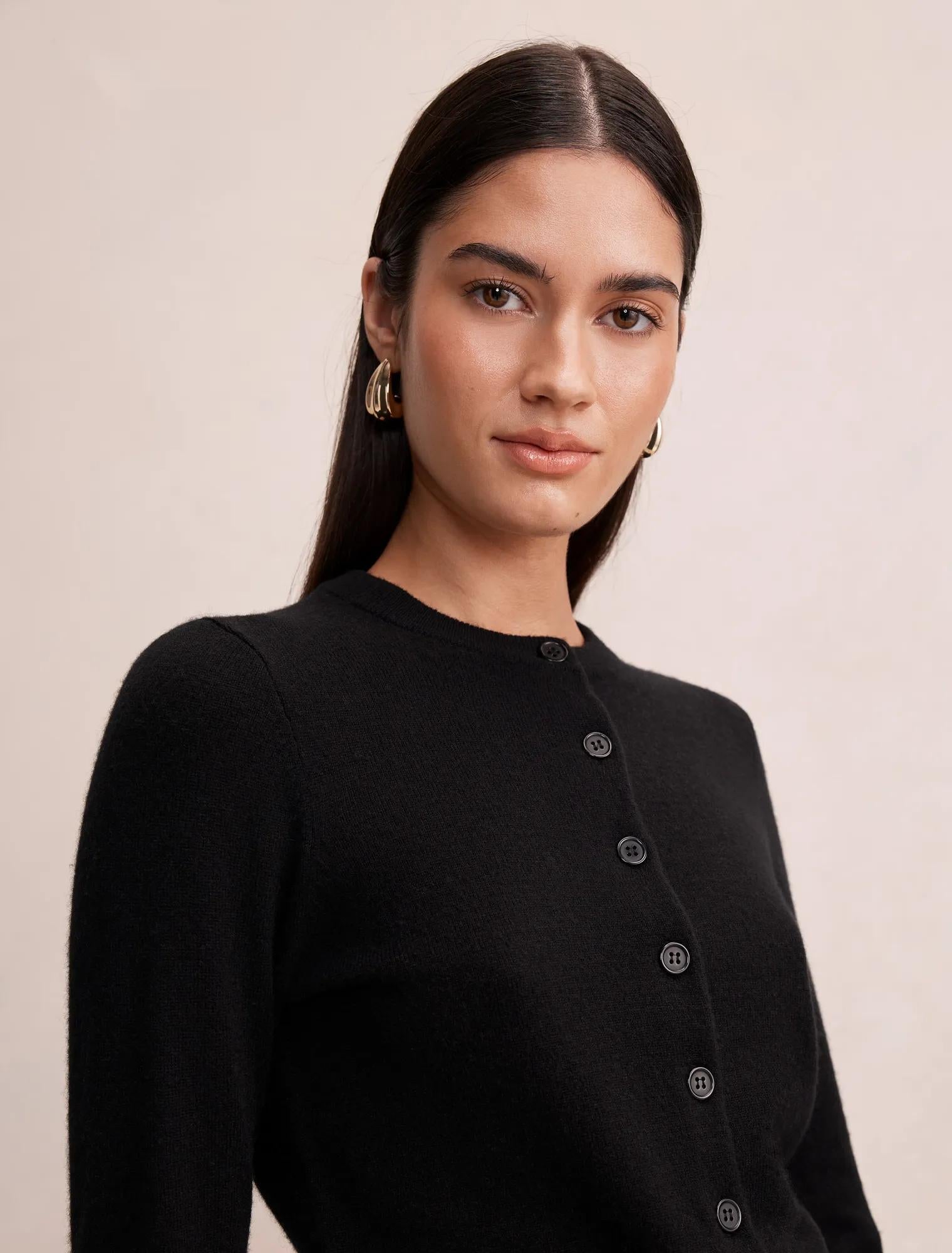 Haisley Merino Blend Knit Cardigan Black