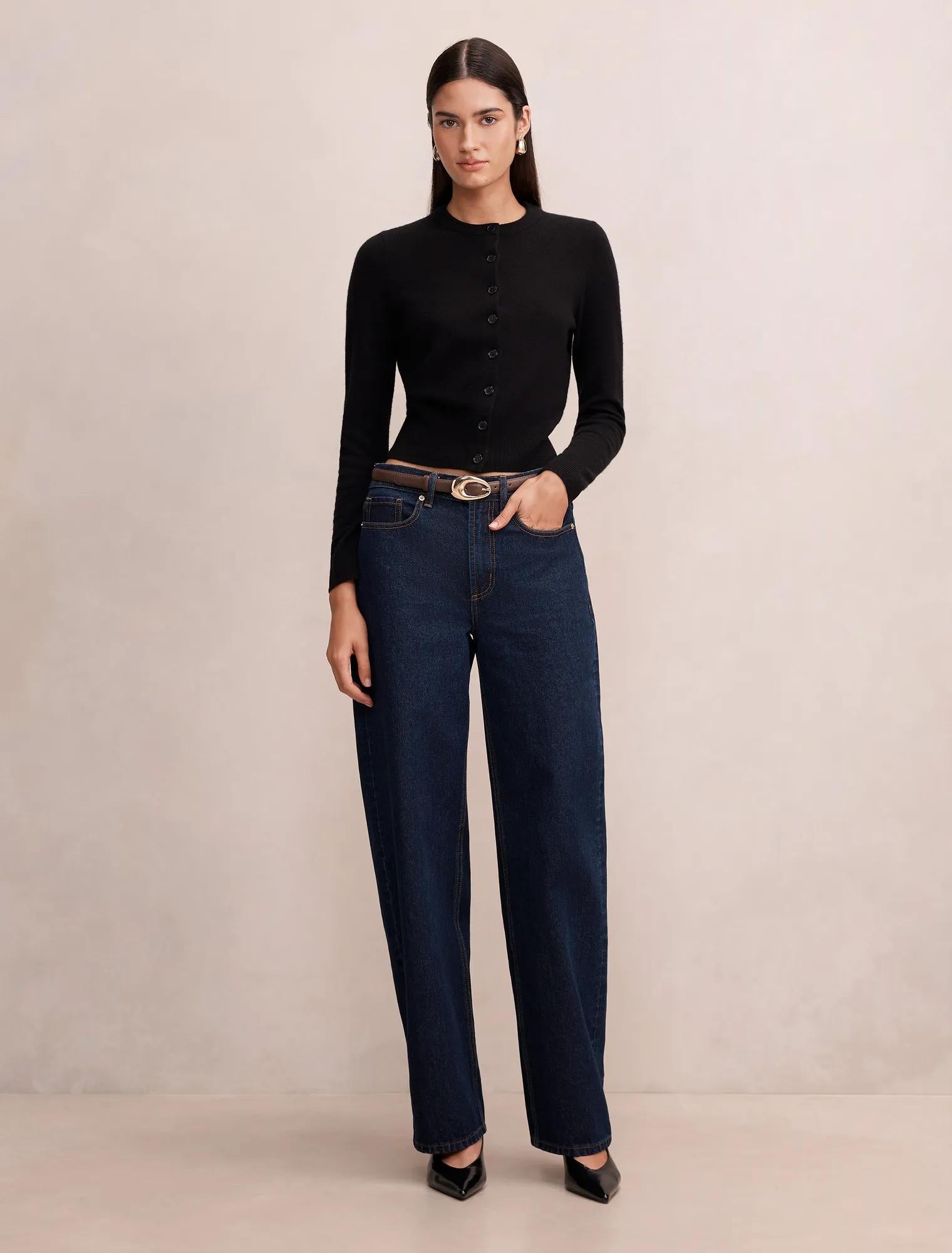 Haisley Merino Blend Knit Cardigan Black