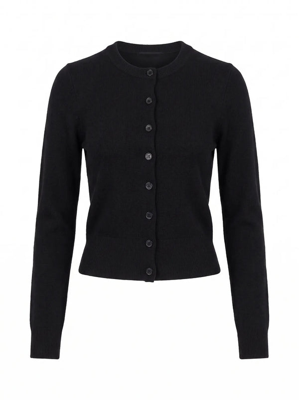 Haisley Merino Blend Knit Cardigan Black_mannequin