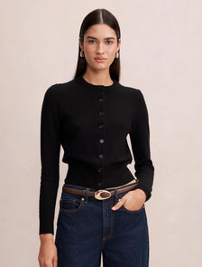 Haisley Merino Blend Knit Cardigan Black