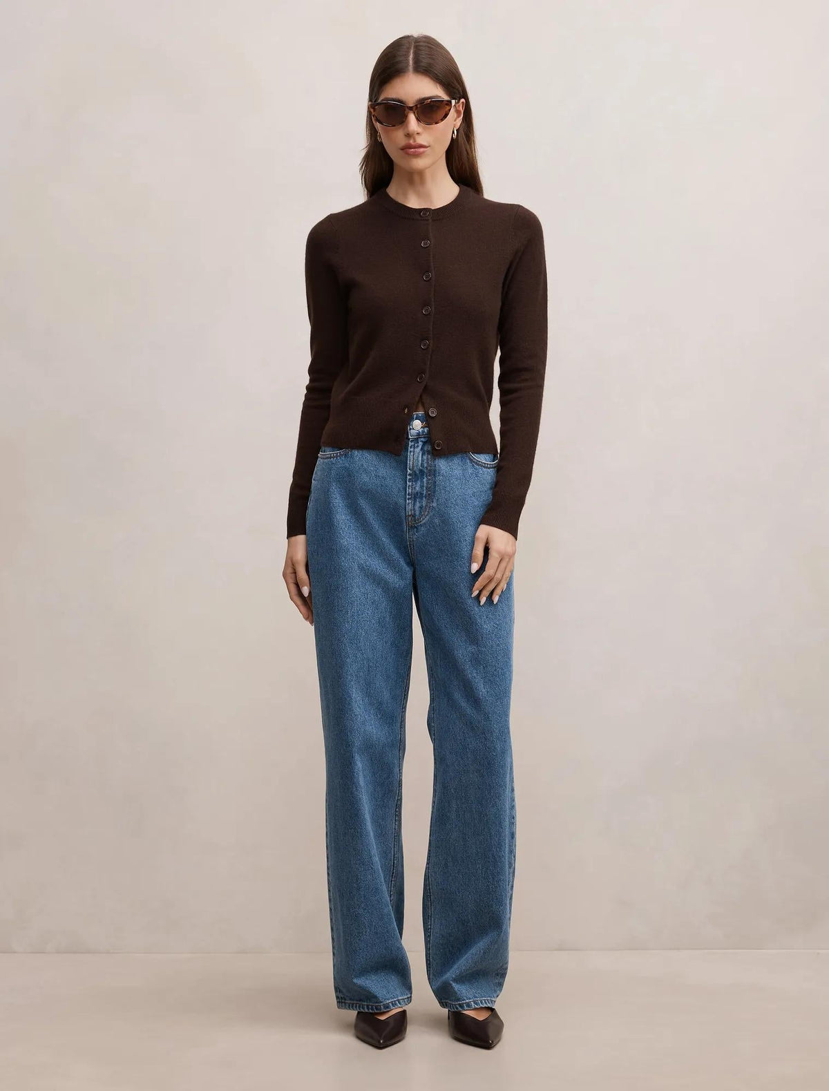 Haisley Merino Blend Knit Cardigan Chocolate