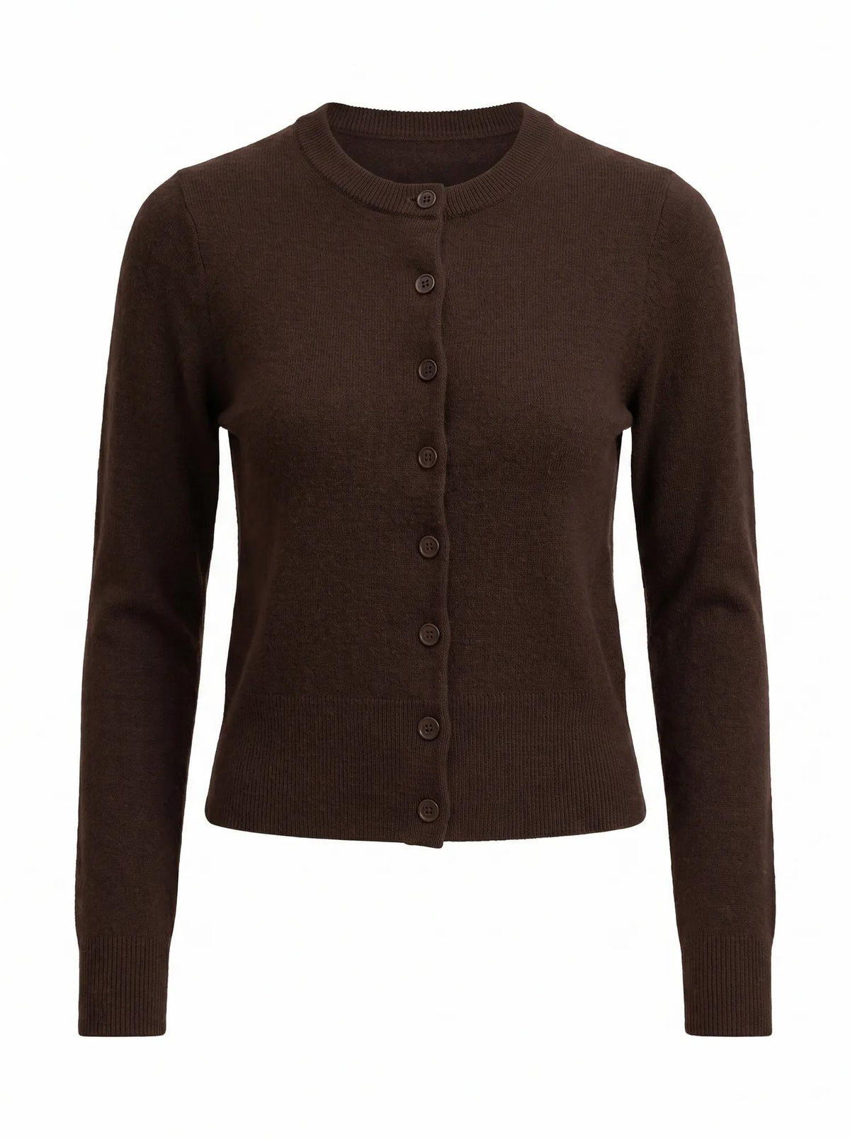 Haisley Merino Blend Knit Cardigan Chocolate_mannequin