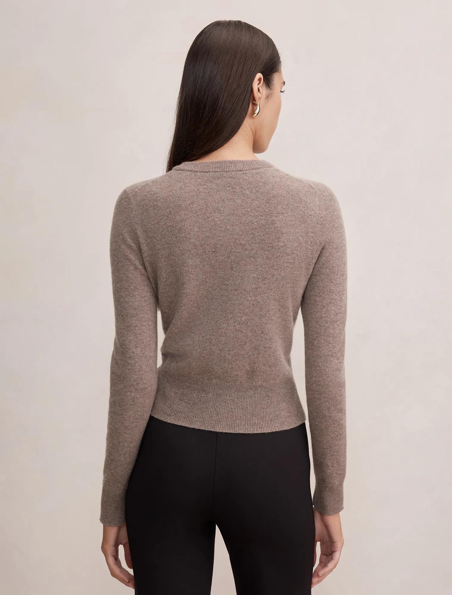 Haisley Merino Blend Knit Cardigan Mocha Brown