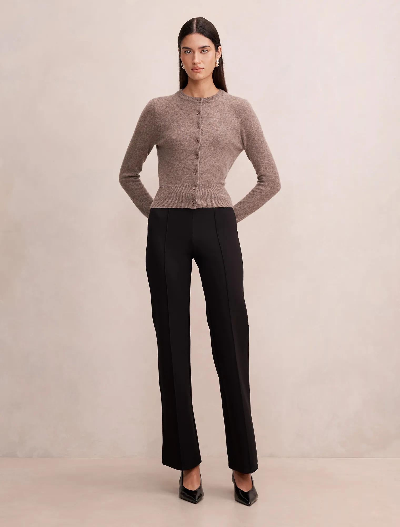 Haisley Merino Blend Knit Cardigan Mocha Brown