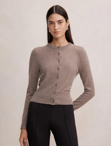 Haisley Merino Blend Knit Cardigan Mocha Brown
