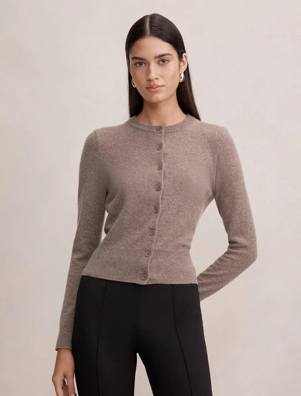 Haisley Merino Blend Knit Cardigan Mocha Brown