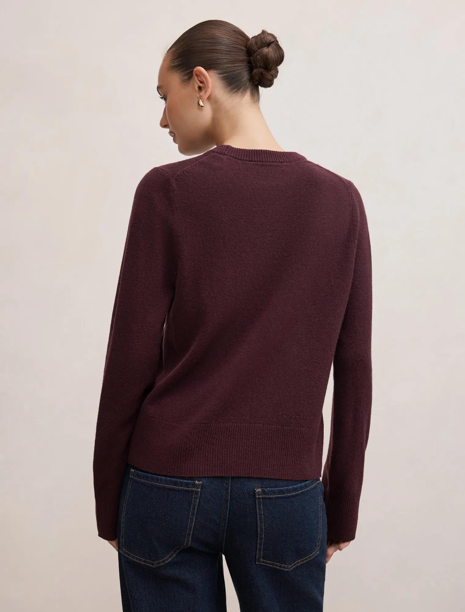 Kiara Merino Blend Sweater Plum Wine