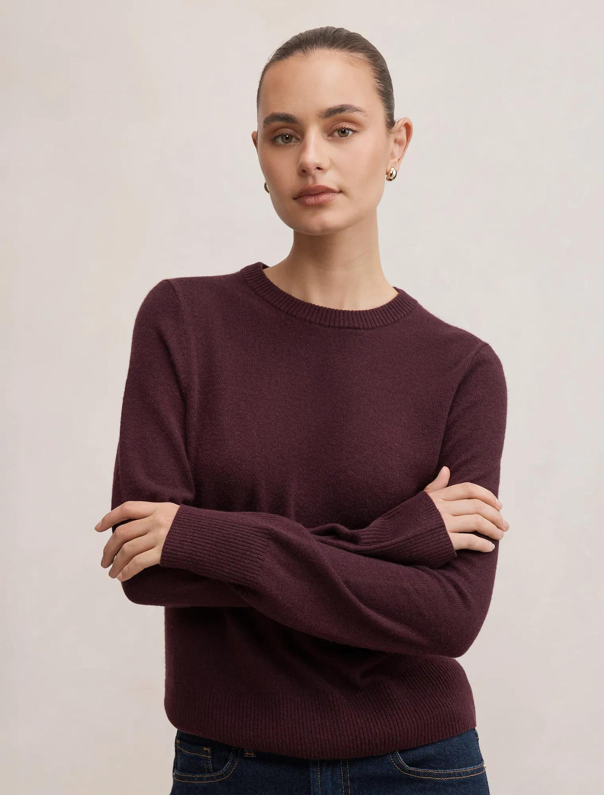 Kiara Merino Blend Sweater Plum Wine