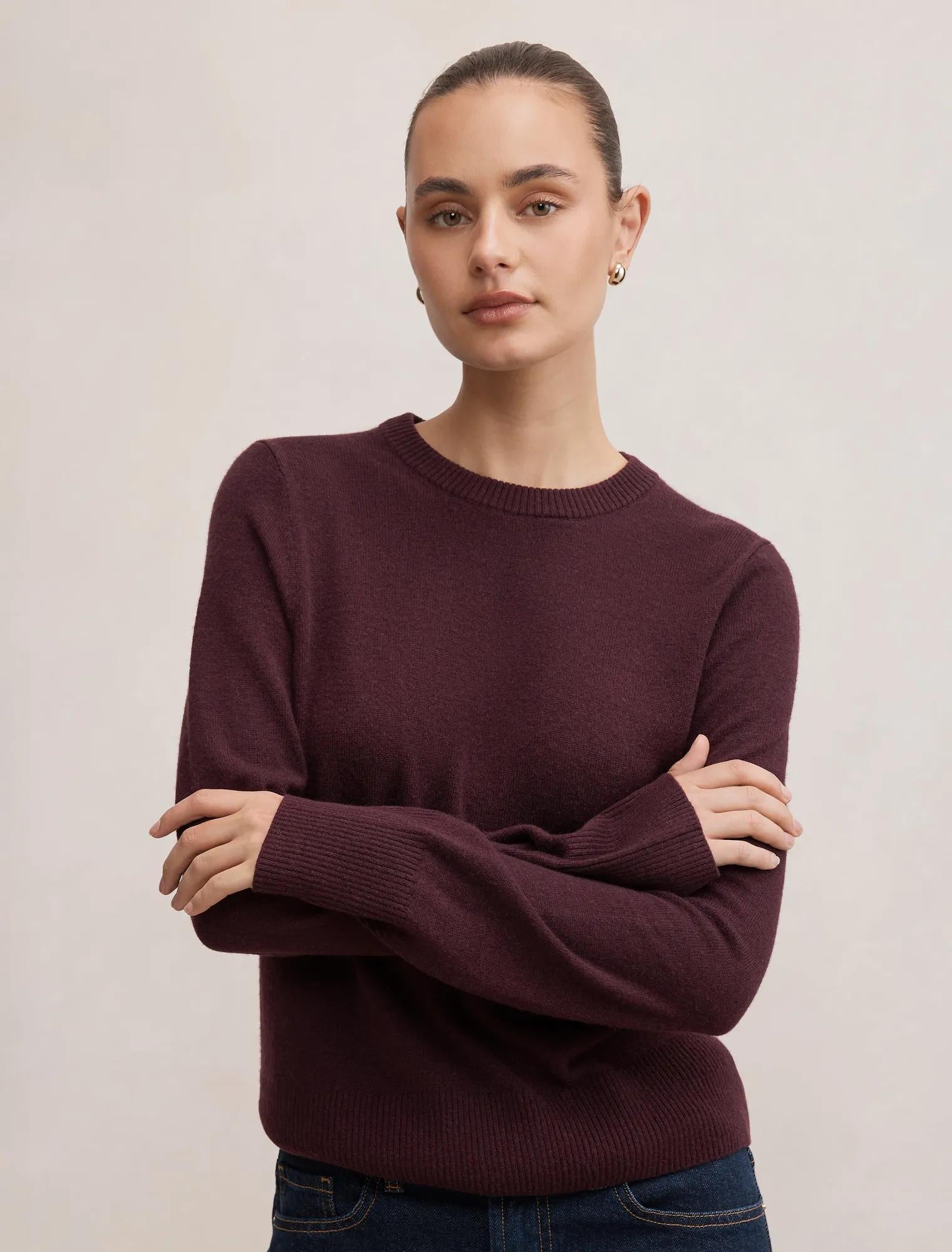 Kiara Merino Blend Sweater Plum Wine