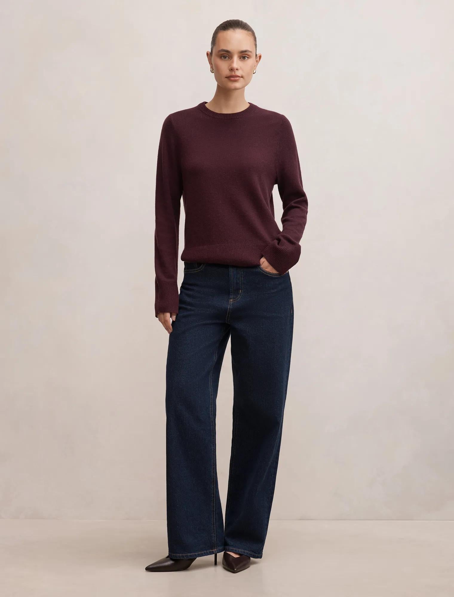 Kiara Merino Blend Sweater Plum Wine