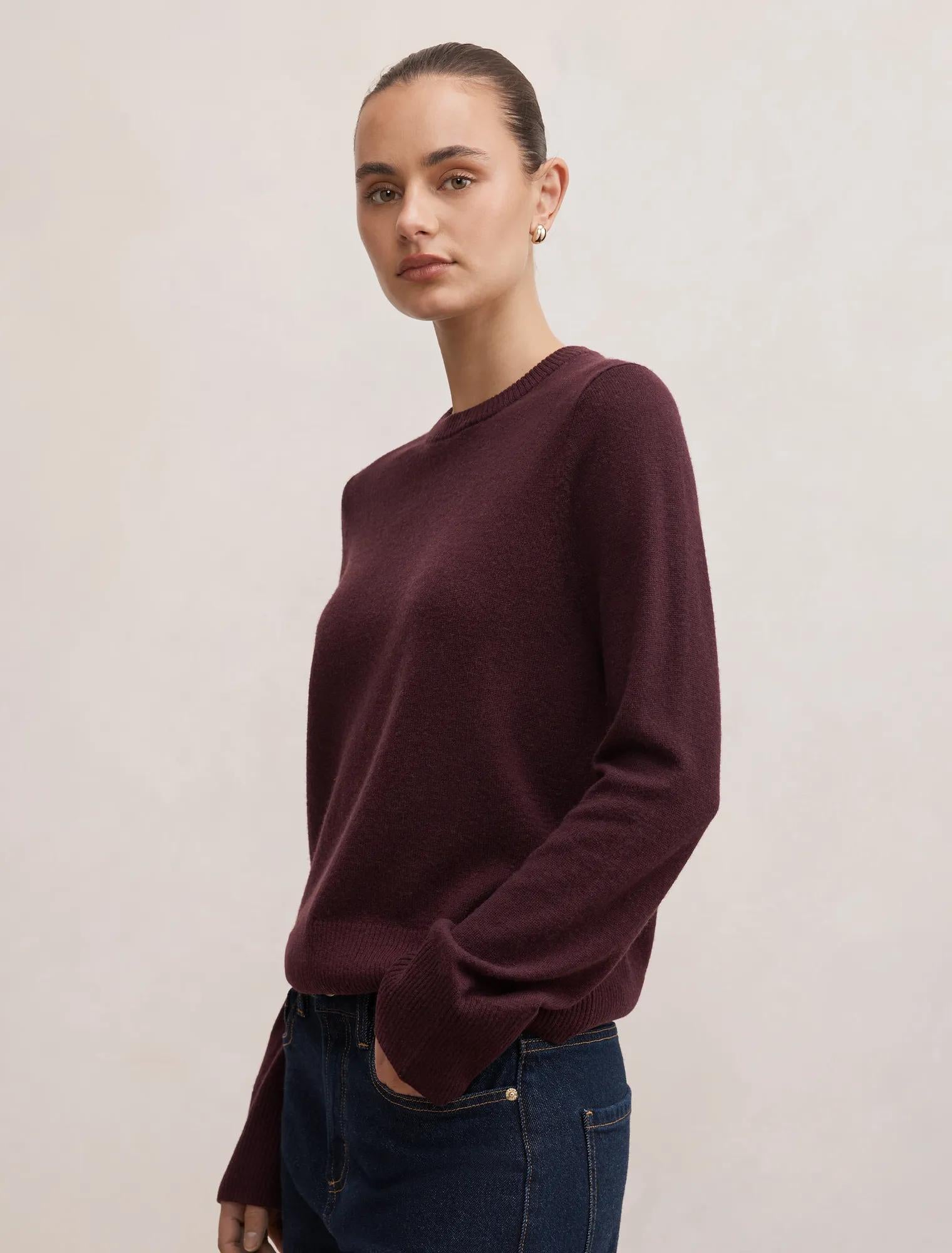 Kiara Merino Blend Sweater Plum Wine