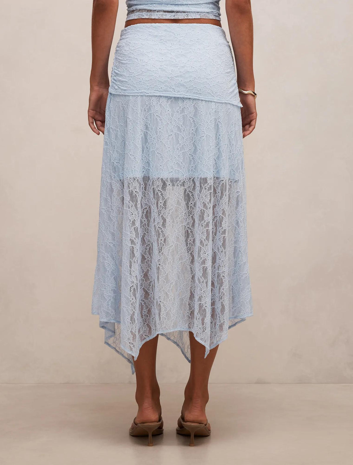 Khai Lace Asymm Skirt Soft Blue Co-ord