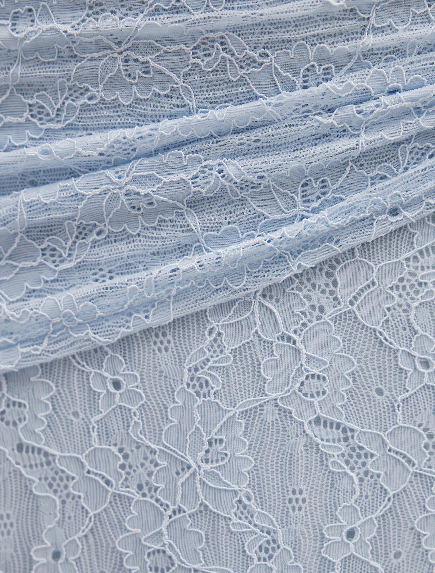 Khai Lace Asymm Skirt Soft Blue Co-ord