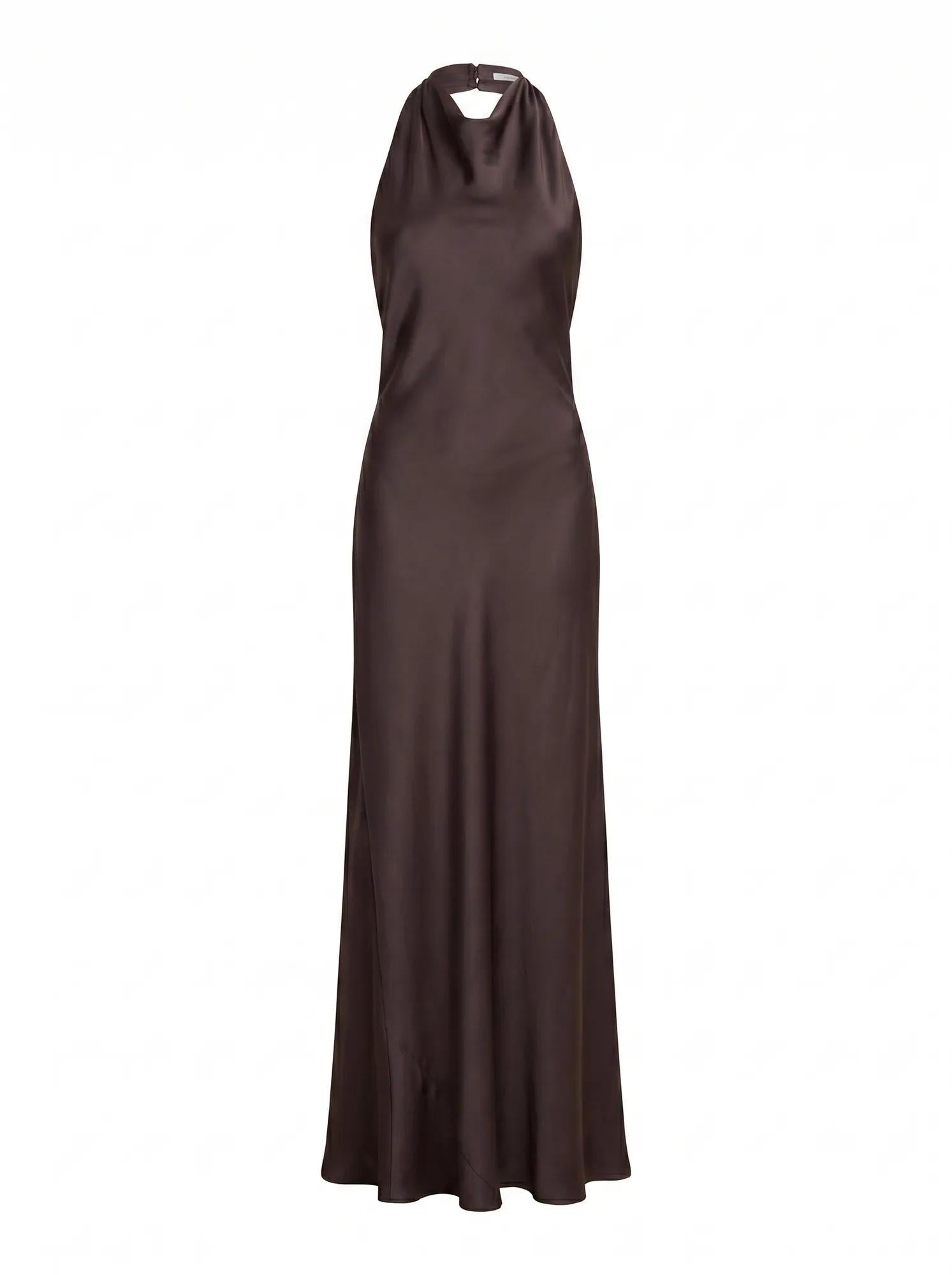 Drew Halter Back Tie Maxi Warm Chocolate_mannequin