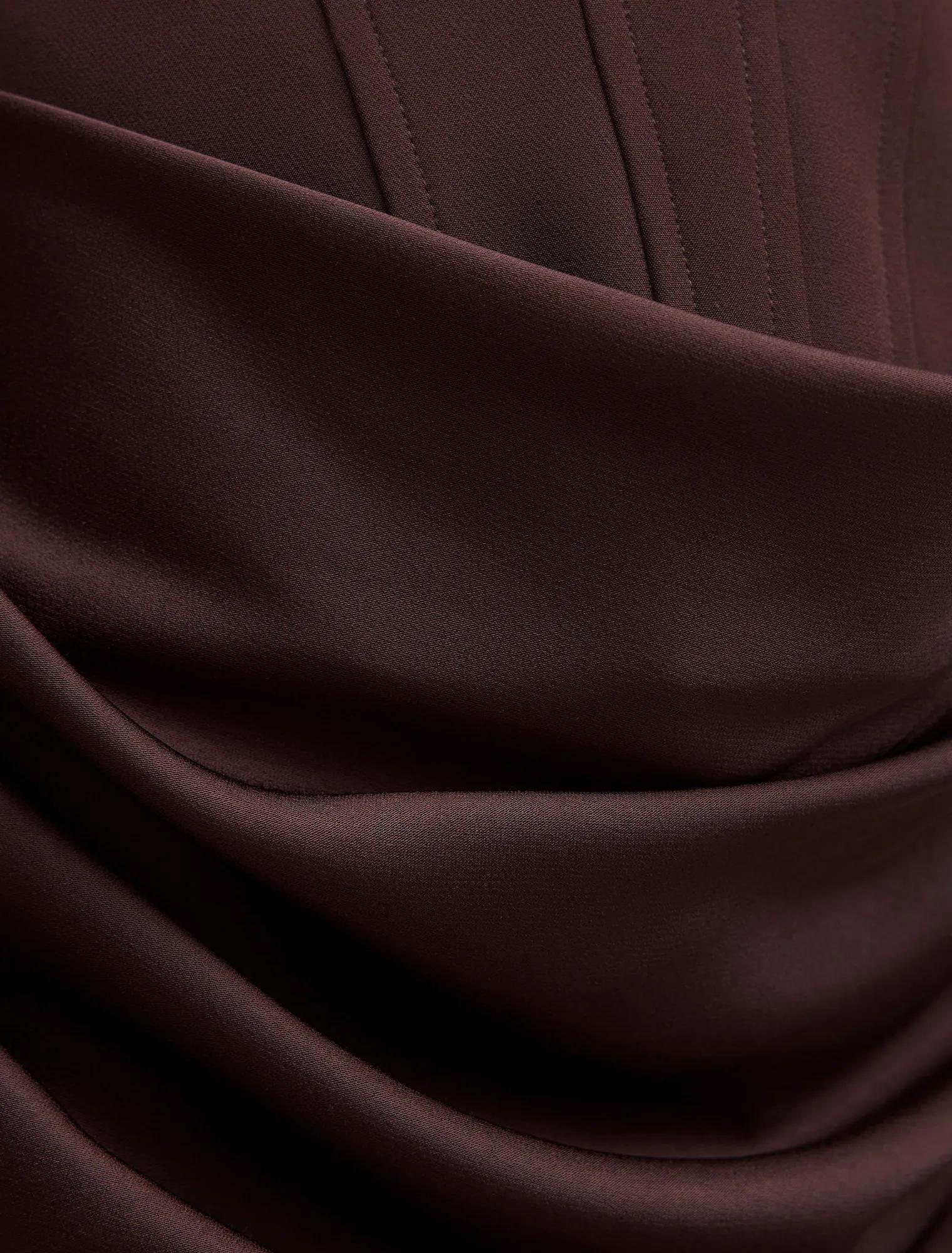 Isra Petite Drape Strapless Mini Dark Chocolate