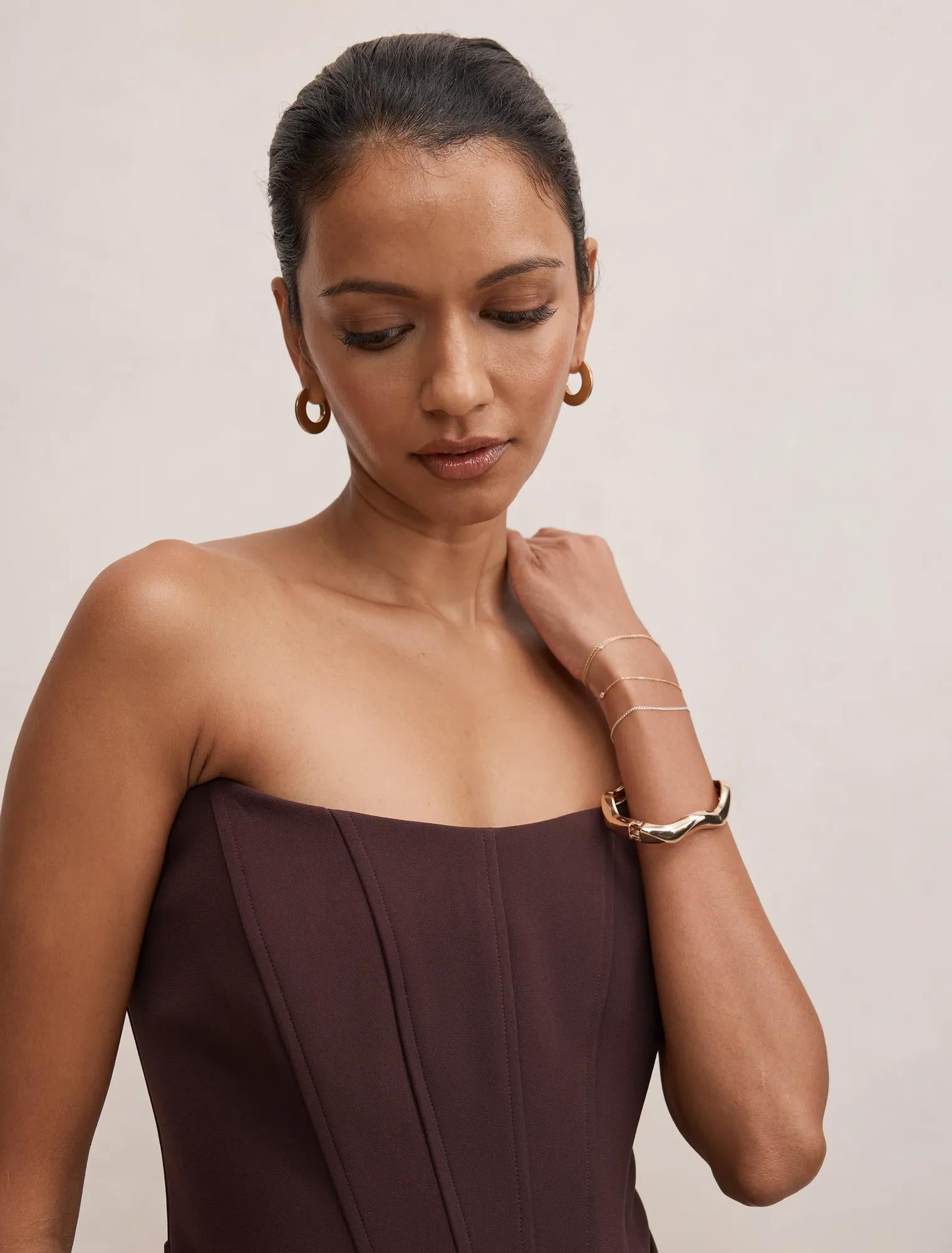 Isra Petite Drape Strapless Mini Dark Chocolate