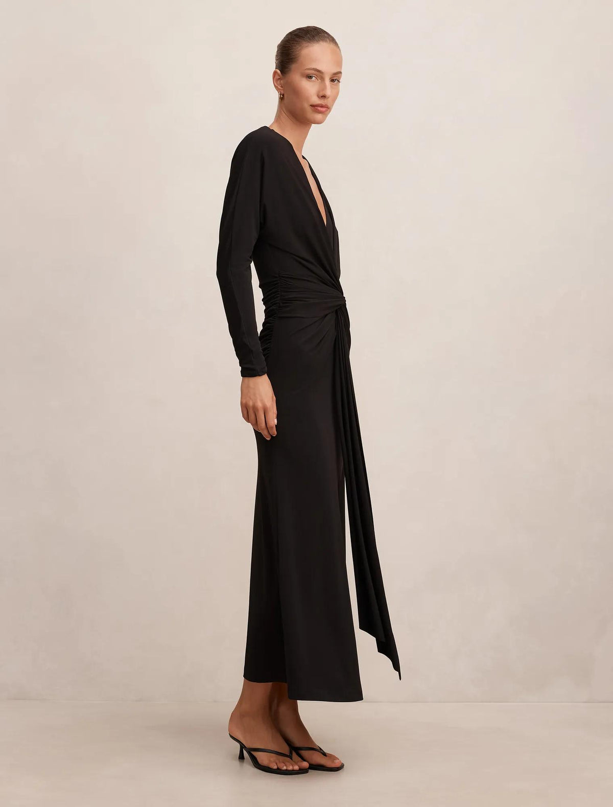 Solana Draped Front Tie Maxi Black