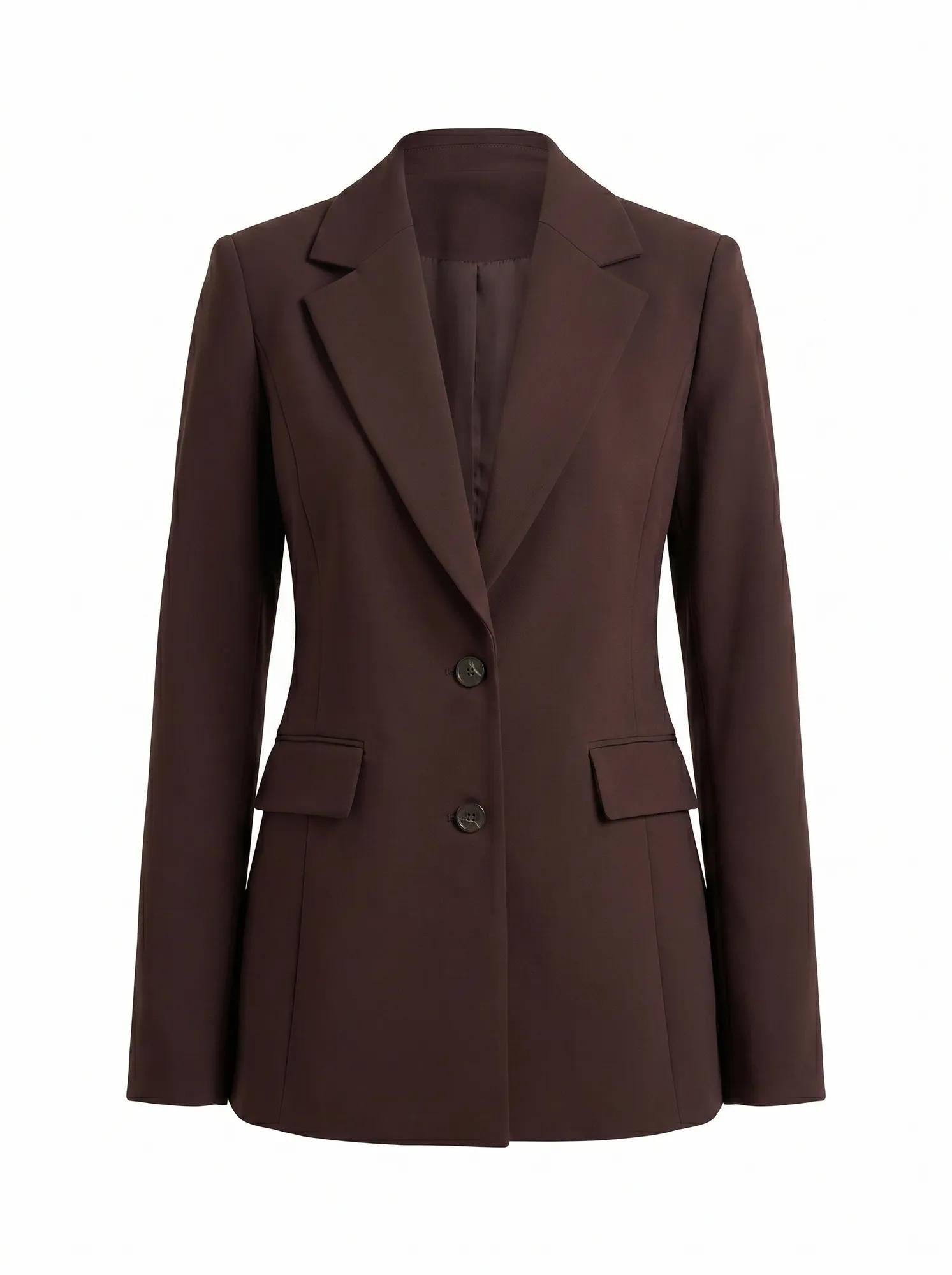 Lee Nipped Waist Blazer Chocolate Brown Suit