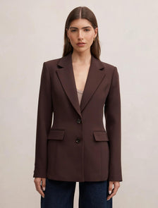 Lee Nipped Waist Blazer Chocolate Brown Suit
