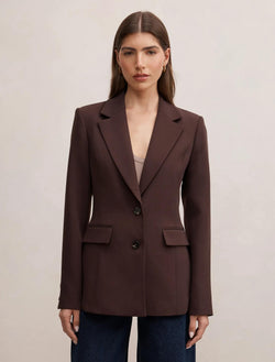 Lee Nipped Waist Blazer Chocolate Brown Suit