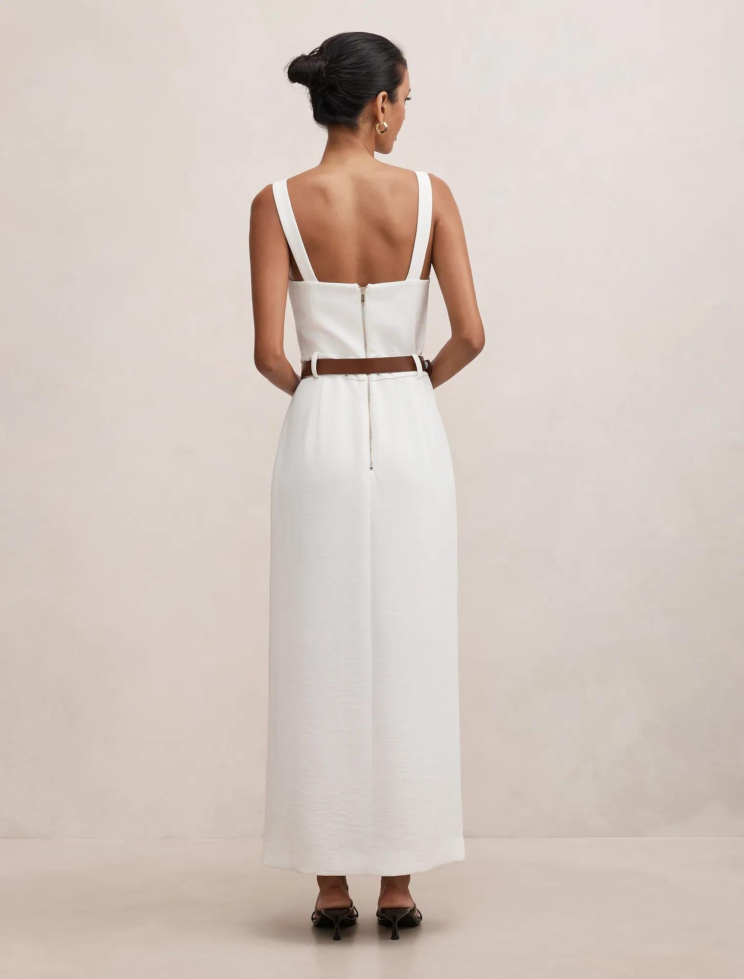 Sara Petite Tailored Column Midi Porcelain