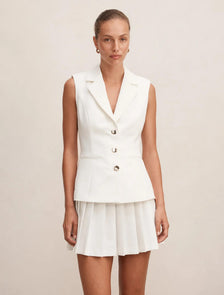 Lucy Sleeveless Blazer Mini Porcelain