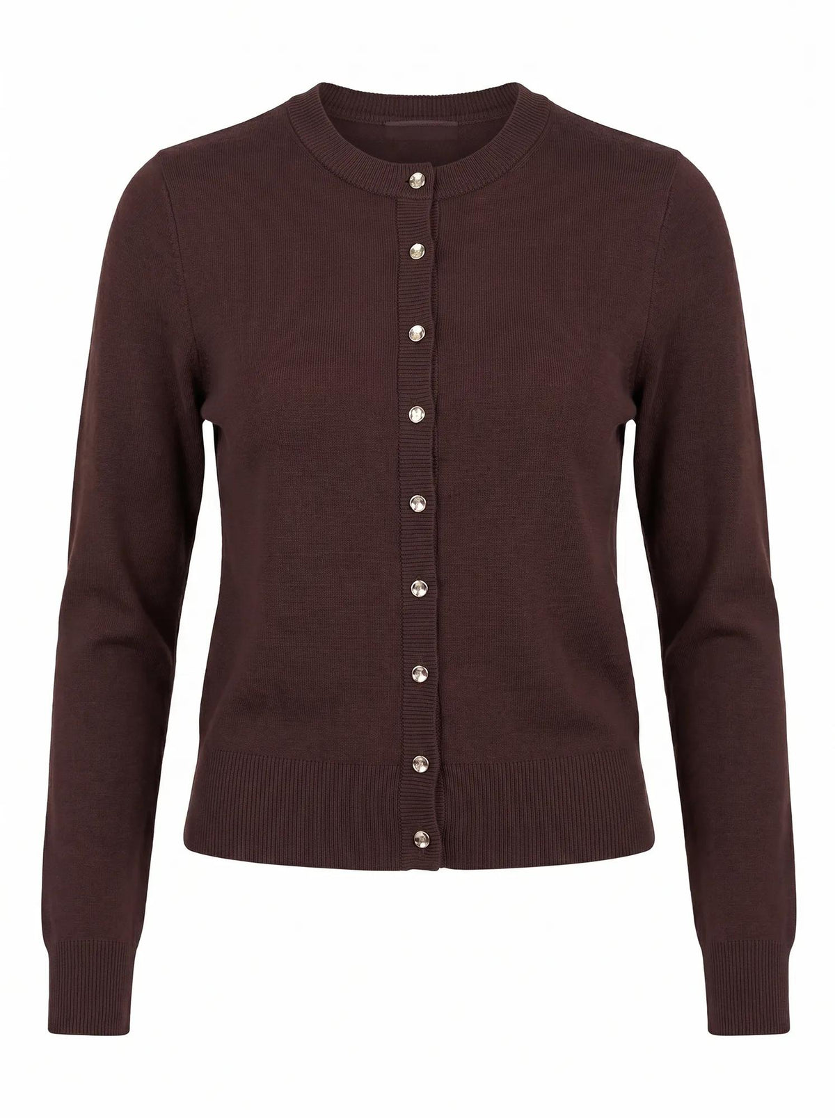 Rylee Crew Neck Cardigan Chocolate_mannequin