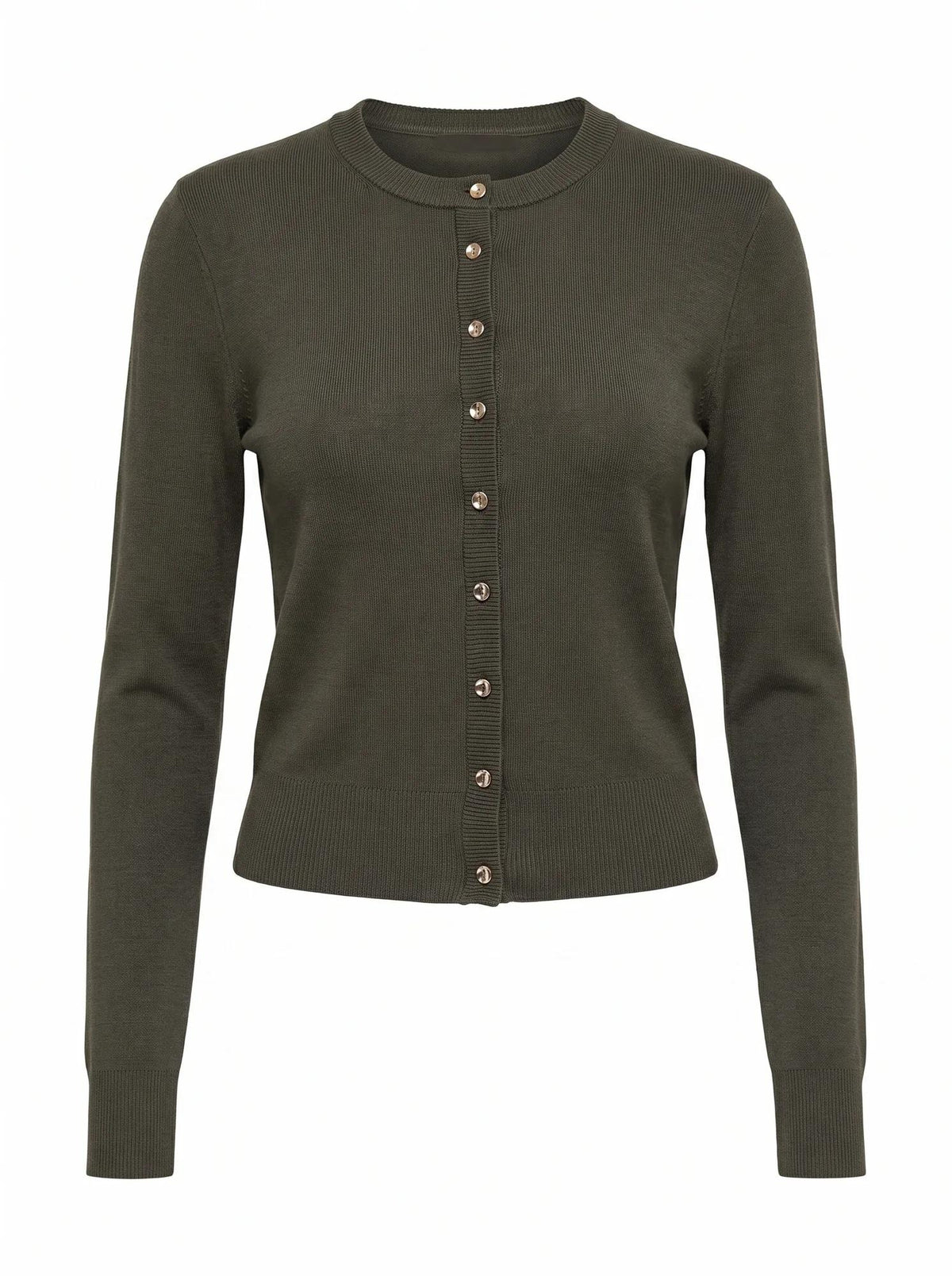 Rylee Crew Neck Cardigan Olive Green_mannequin