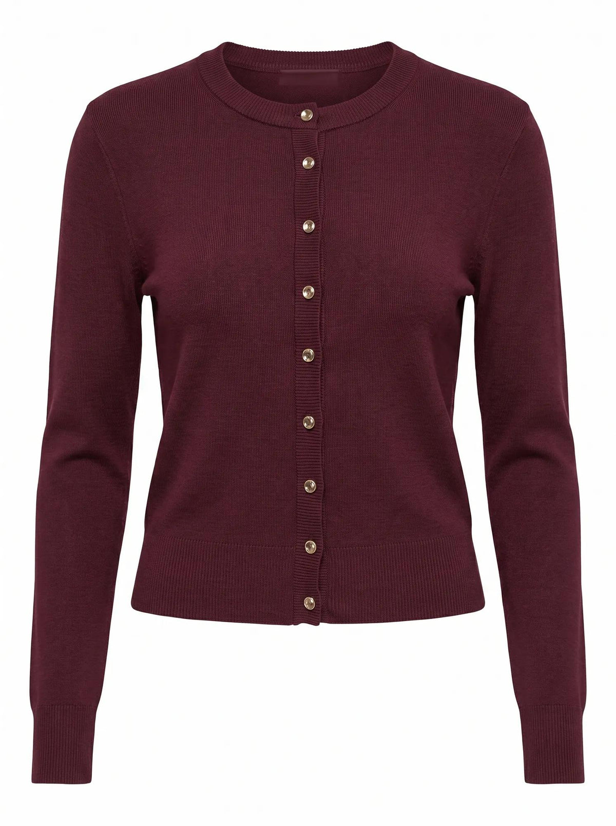 Rylee Crew Neck Cardigan Plum Wine_mannequin