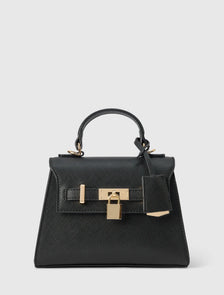 Laura Lock Top Handle Bag Black_mannequin