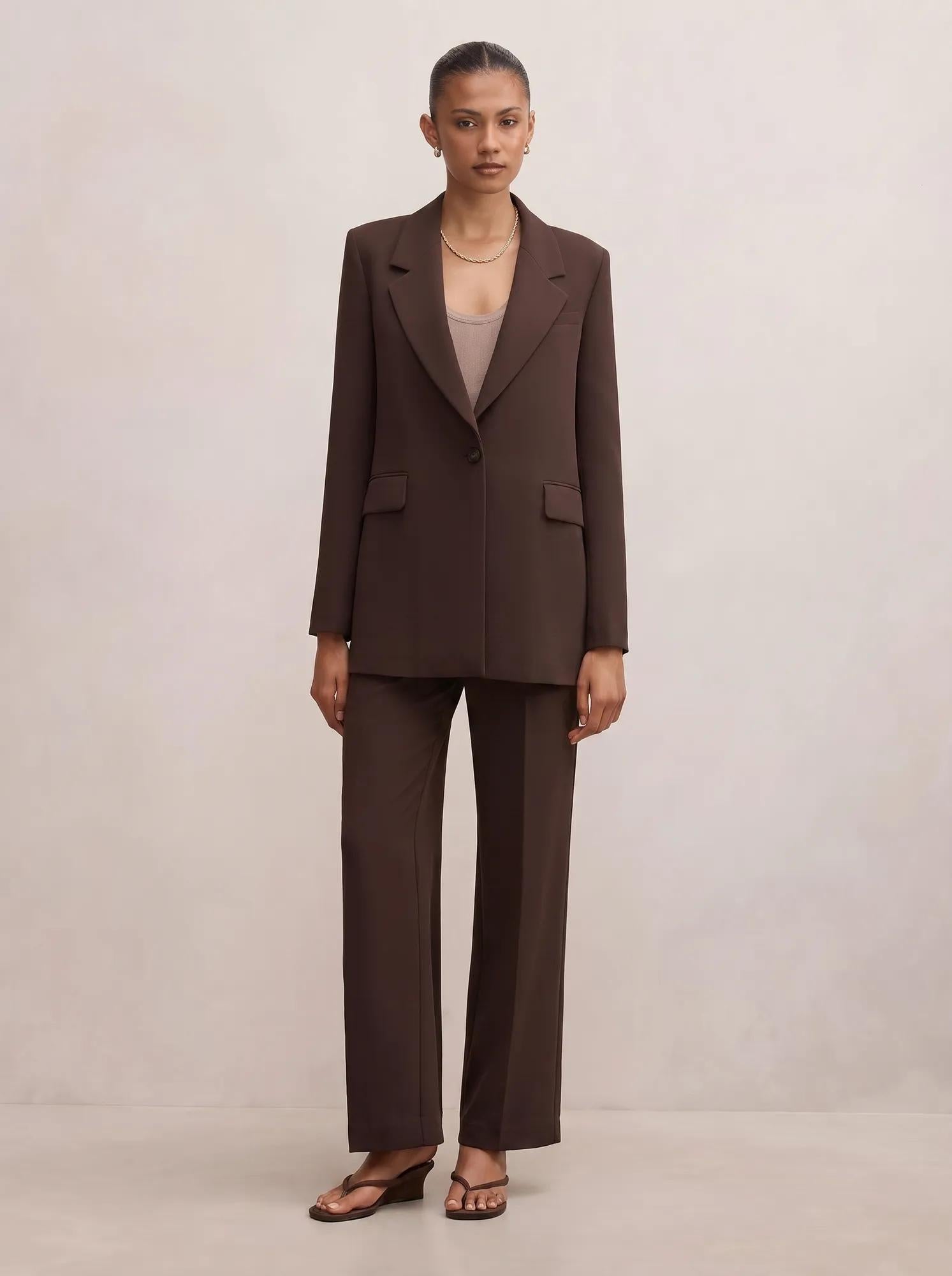 Demi Single Breasted Blazer Chocolate Mousse