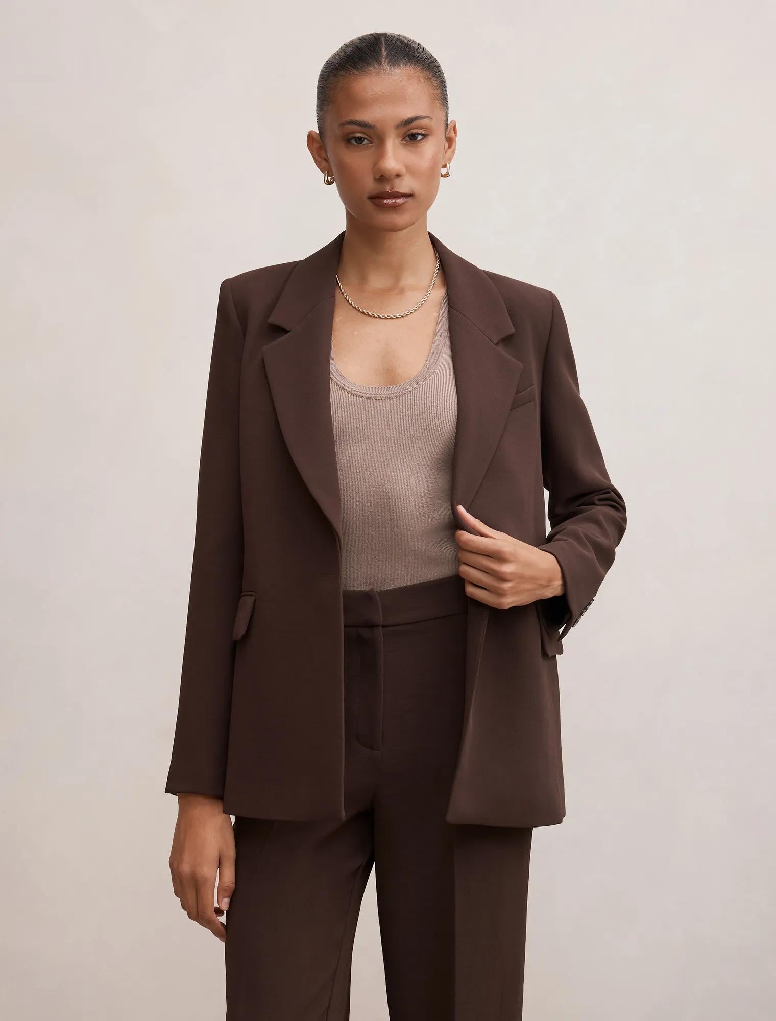Demi Single Breasted Blazer Chocolate Mousse