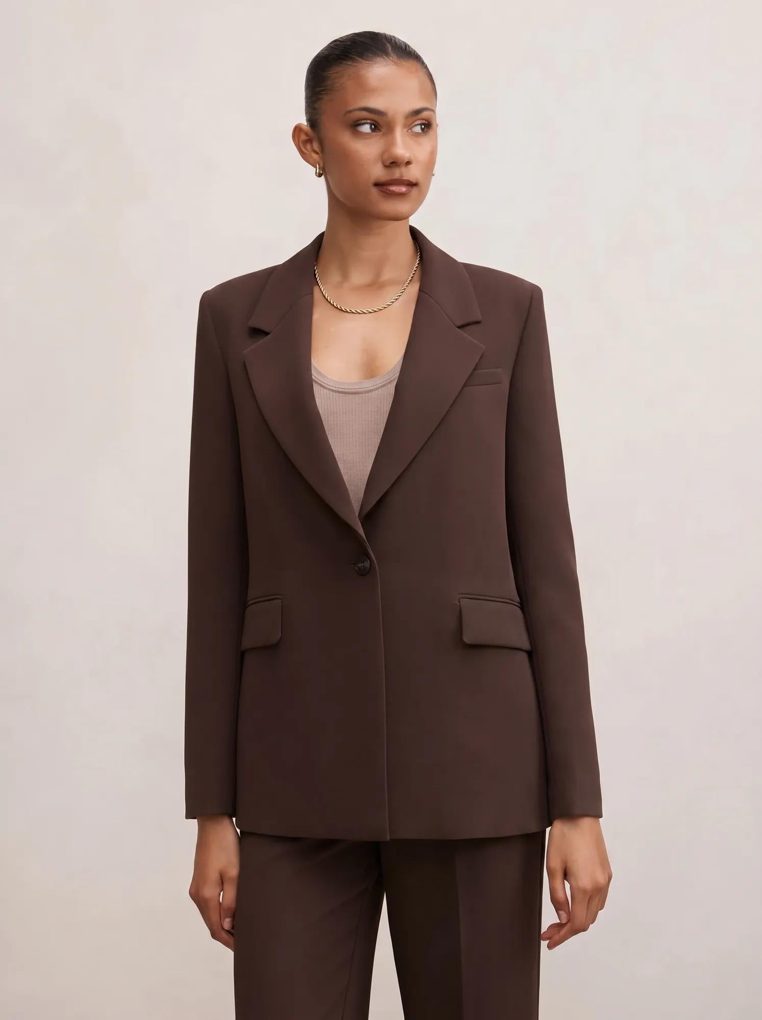 Demi Single Breasted Blazer Chocolate Mousse