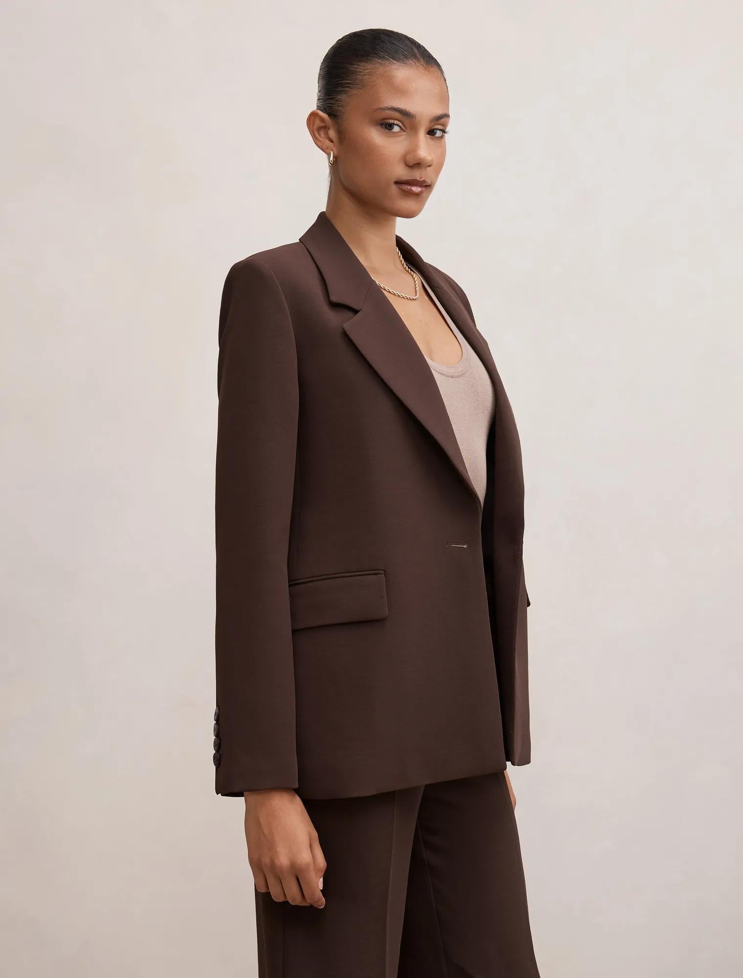 Demi Single Breasted Blazer Chocolate Mousse