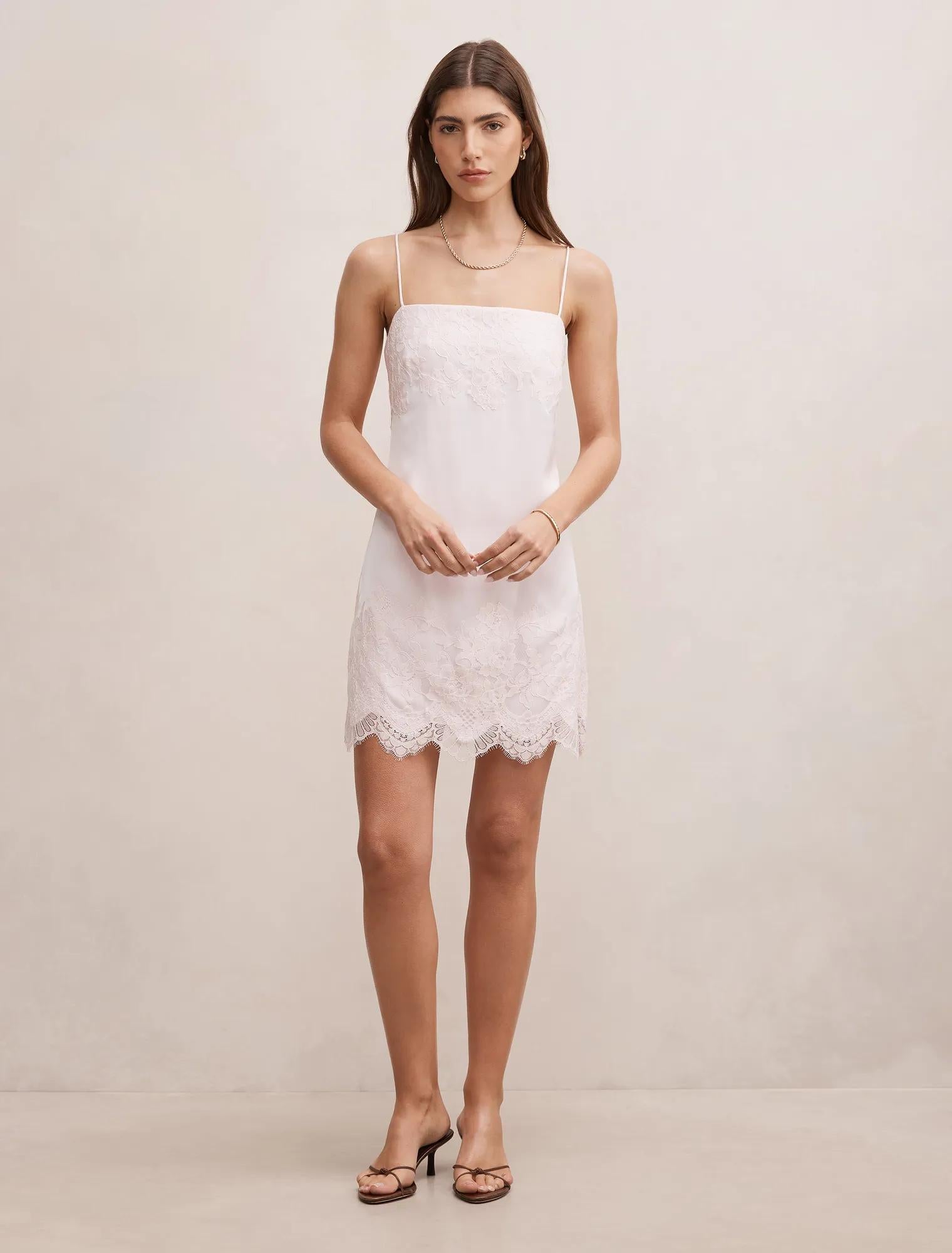 Haven Lace Trim Mini Dress Pink Whisper