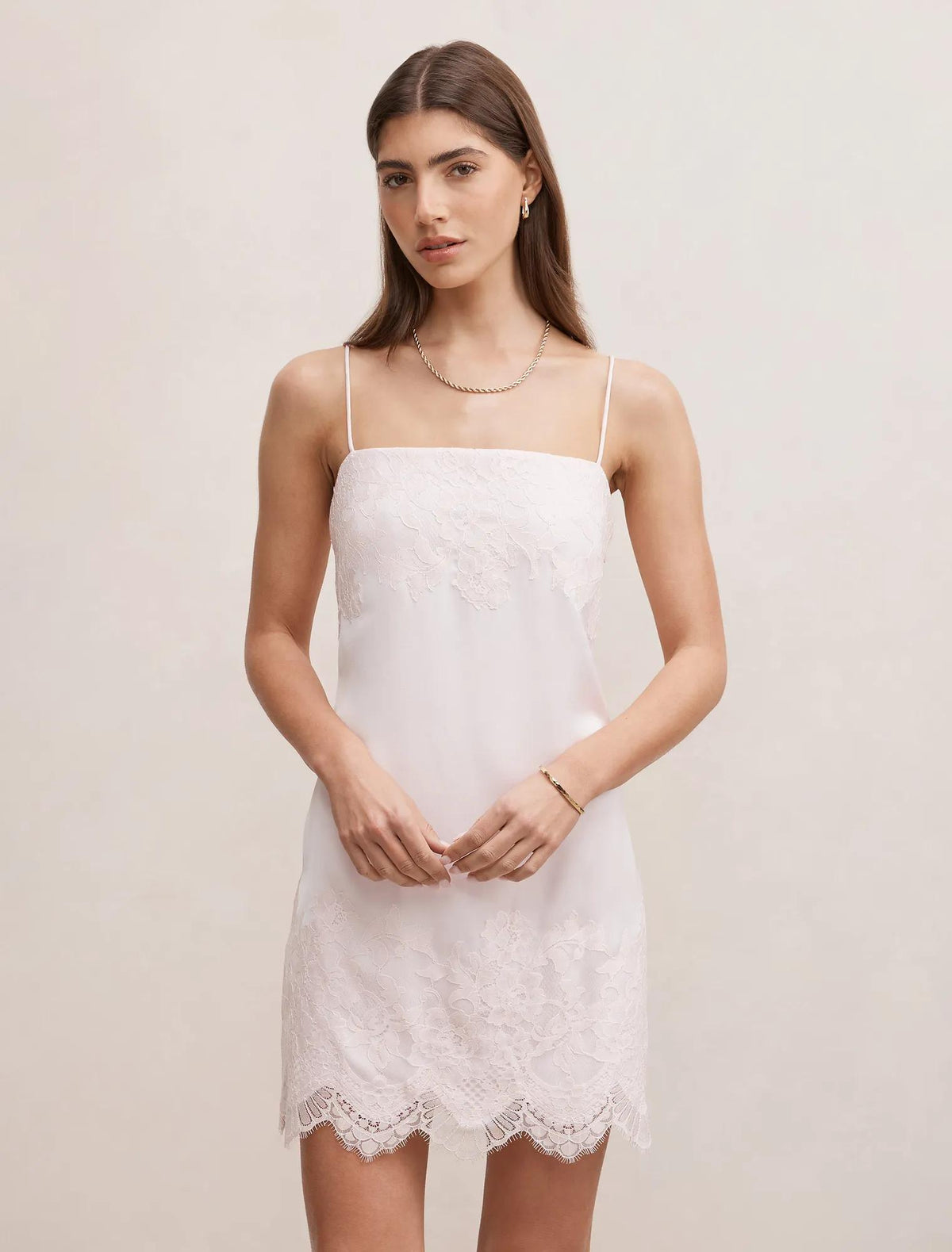 Haven Lace Trim Mini Dress Pink Whisper