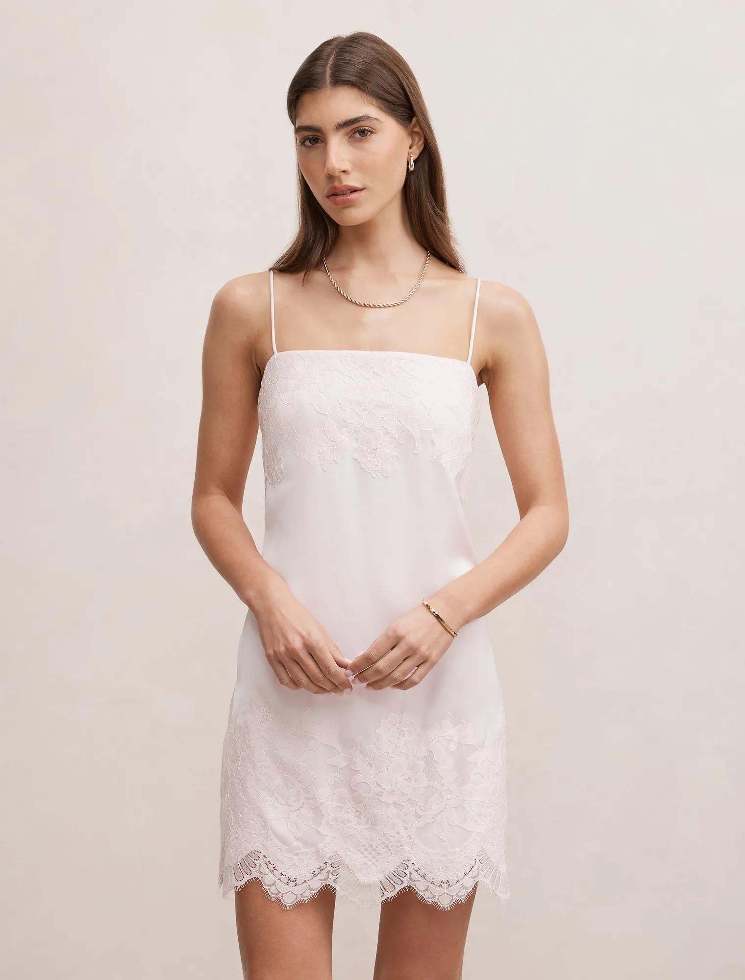 Haven Lace Trim Mini Dress Pink Whisper