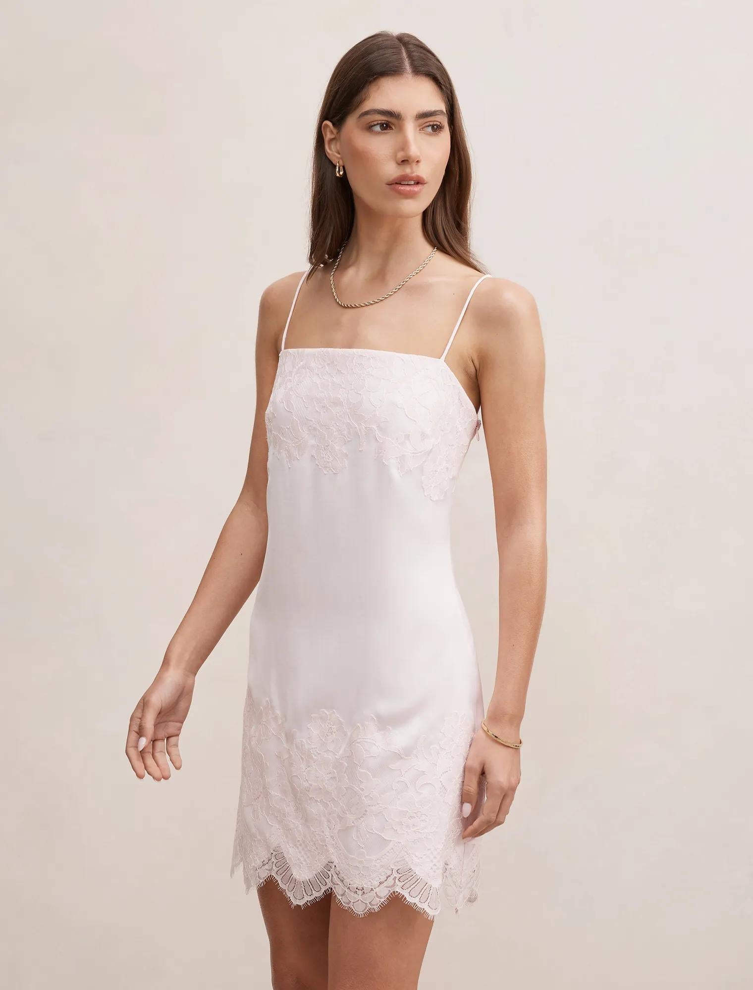 Haven Lace Trim Mini Dress Pink Whisper
