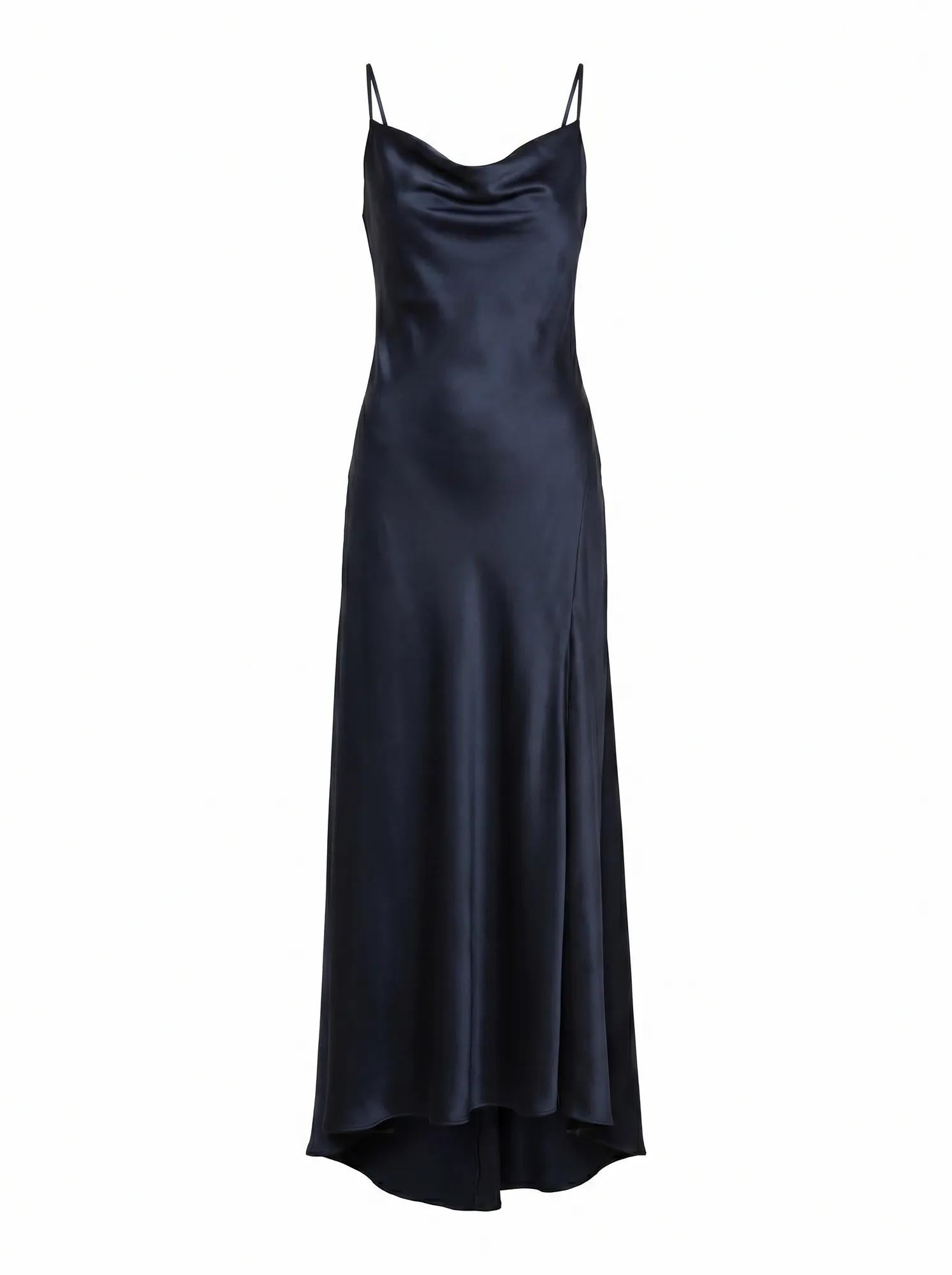 Tilesha Satin Cowl Slip Maxi Navy_mannequin