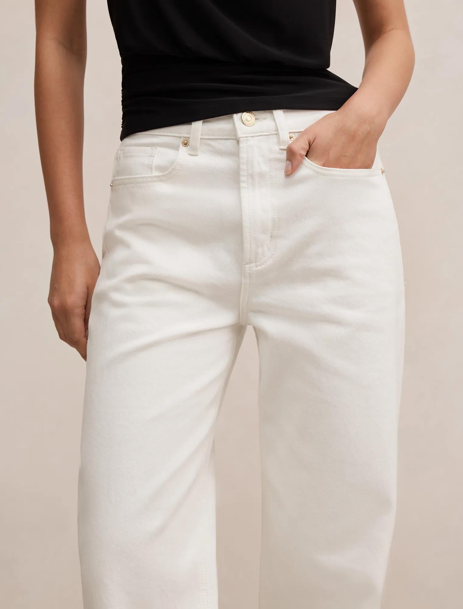 Nicki Mid Rise Straight Jean Off White