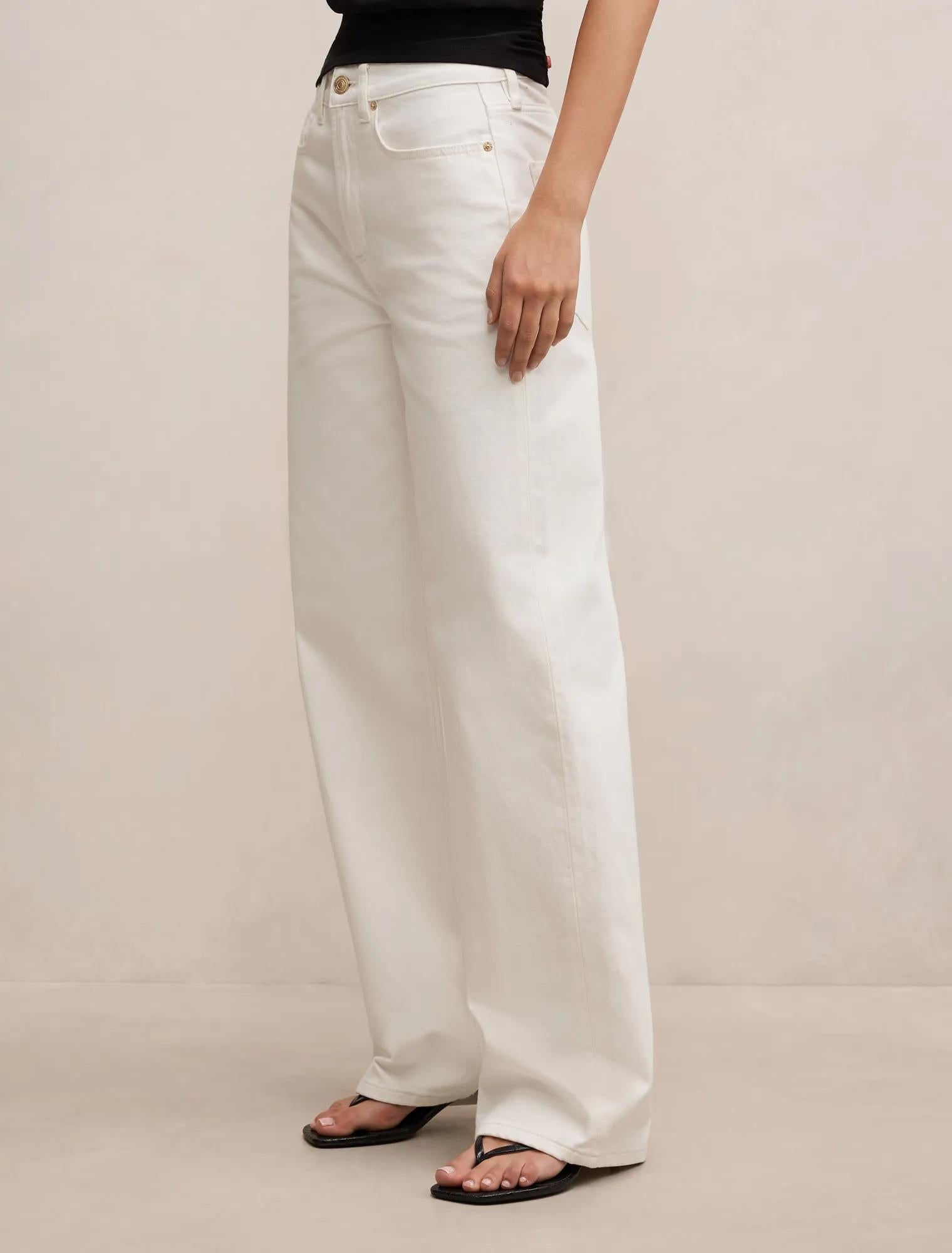Nicki Mid Rise Straight Jean Off White