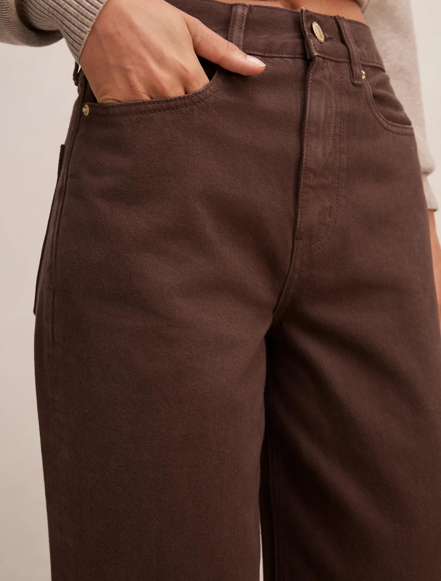 Gia High Rise Wide Leg Jean Chocolate